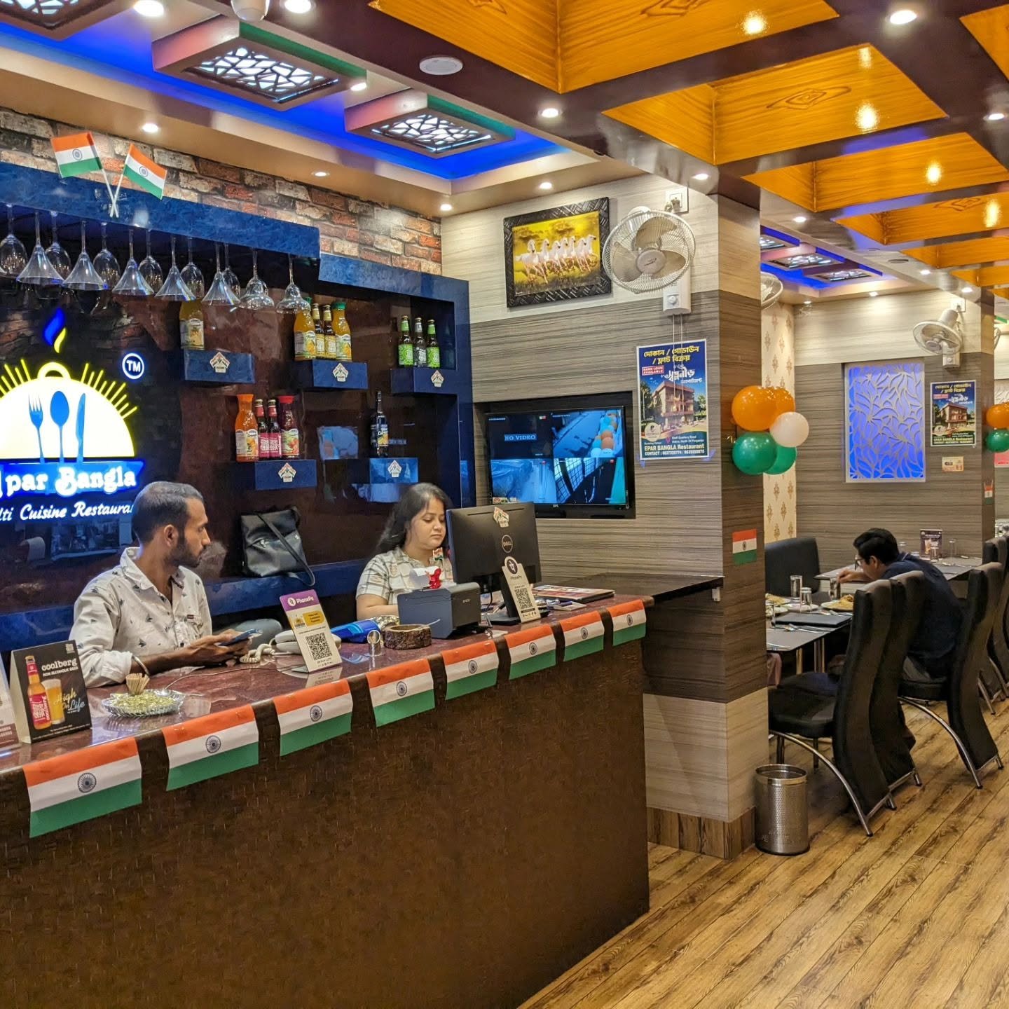 Epar Bangla founder and restaurant interior