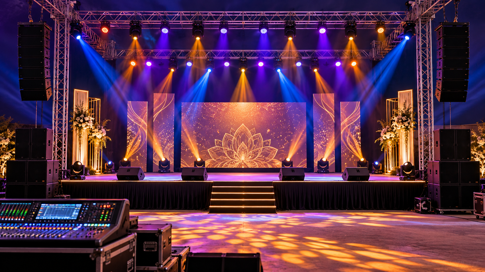 Stage sound and lighting setup by Epar Bangla