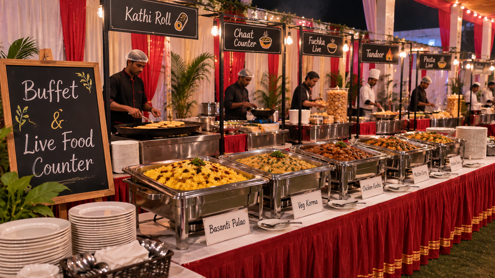 Live food counter and buffet setup by Epar Bangla